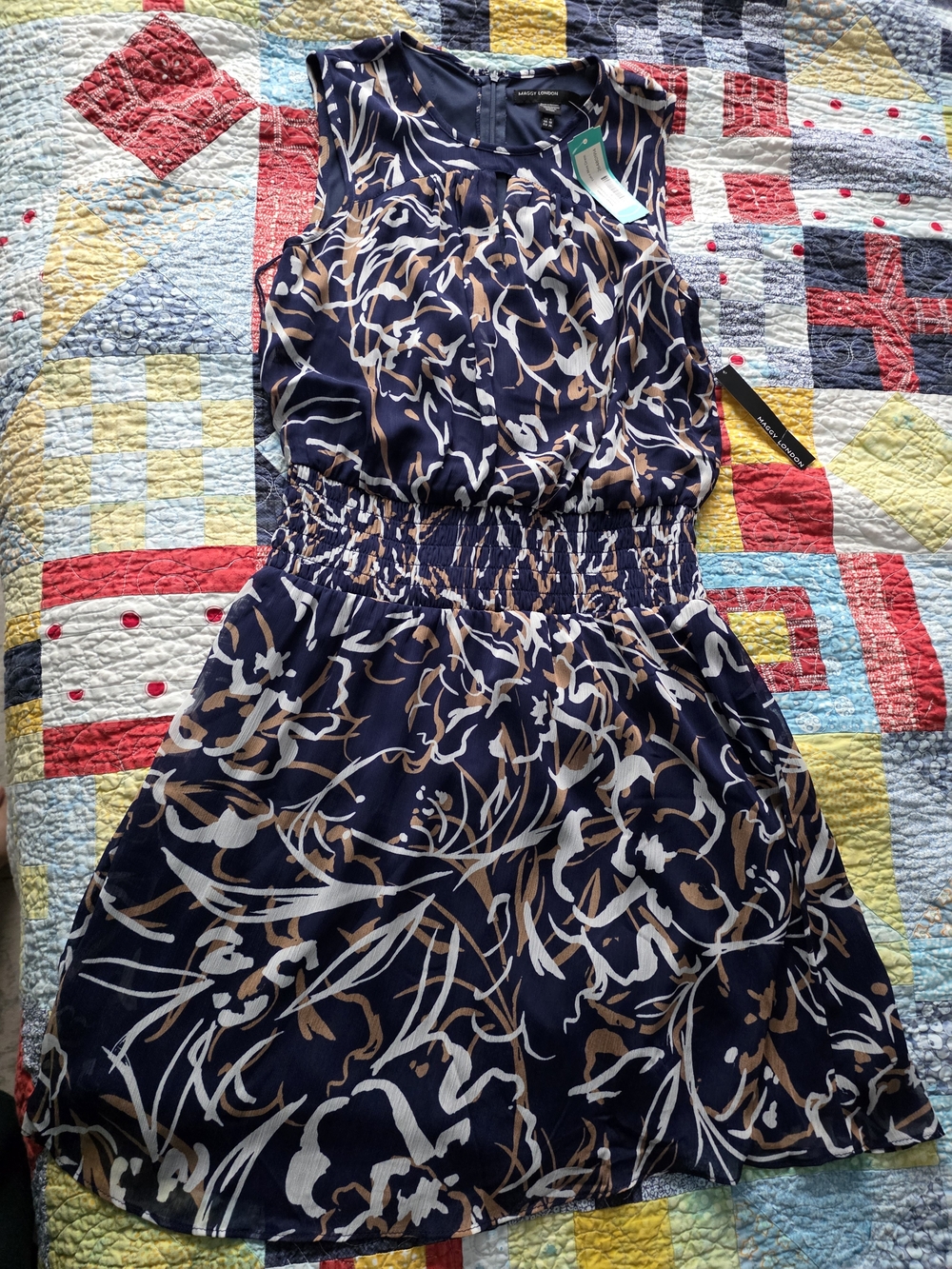 Maggy London Navy Floral-Print Sleeveless Mini Dress